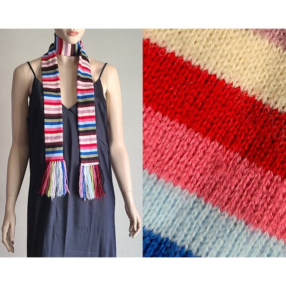 skinny scarf w/ fringe - Picture 1 of 2